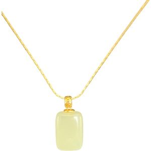 Gold necklace for women with a genuine Jade pendant